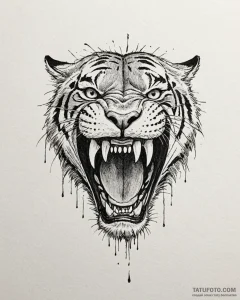 хищники с раскрытыми пастями и зубами, ink il... - эскиз тату (№1753387232_0, 24.07.2025 20:00) — Tatufoto.com