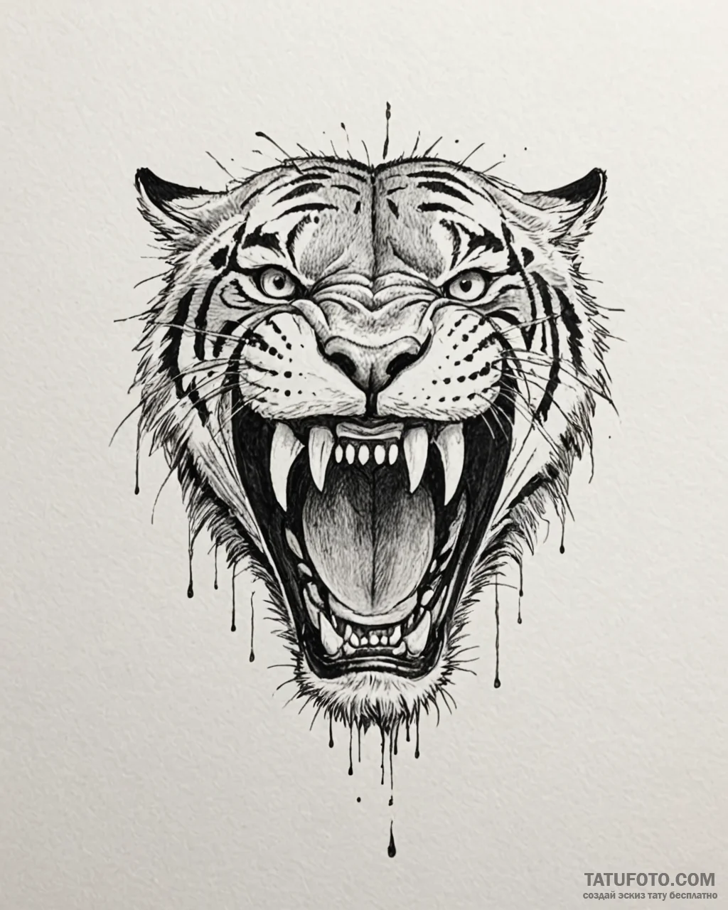 хищники с раскрытыми пастями и зубами, ink il... - эскиз тату (№1753387232_0, 24.07.2025 20:00) — Tatufoto.com