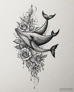Tattoo sketch, small minimalist whale silhoue... - эскиз тату (№1753387439_0, 24.07.2025 20:03) — Tatufoto.com