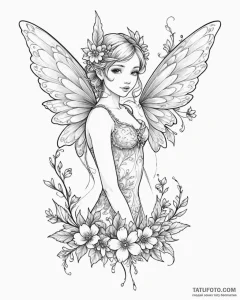Tat tattoo sketch, delicate fairy with transl... - эскиз тату (№1753388061_0, 24.07.2025 20:14) — Tatufoto.com
