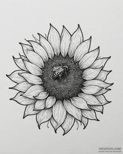 Tat tattoo sketch, lively honeybee collecting... - эскиз тату (№1753388264_0, 24.07.2025 20:17) — Tatufoto.com