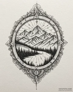 Tat tattoo sketch, traveler’s backpack with c... - эскиз тату (№1753388679_0, 24.07.2025 20:24) — Tatufoto.com