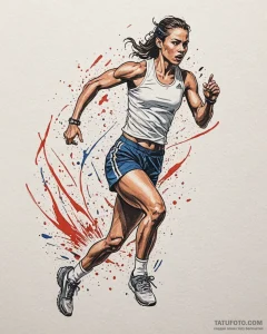 Tat tattoo sketch, sprinter breaking through... - эскиз тату (№1753388884_0, 24.07.2025 20:28) — Tatufoto.com