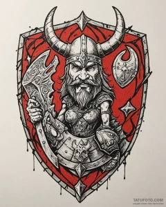 Tattoo sketch, asterix and viking shield clas... - эскиз тату (№1753389501_0, 24.07.2025 20:38) — Tatufoto.com