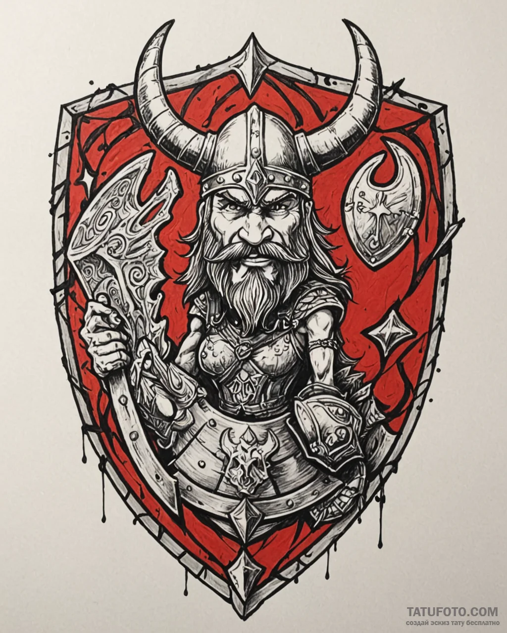 Tattoo sketch, asterix and viking shield clas... - эскиз тату (№1753389501_0, 24.07.2025 20:38) — Tatufoto.com