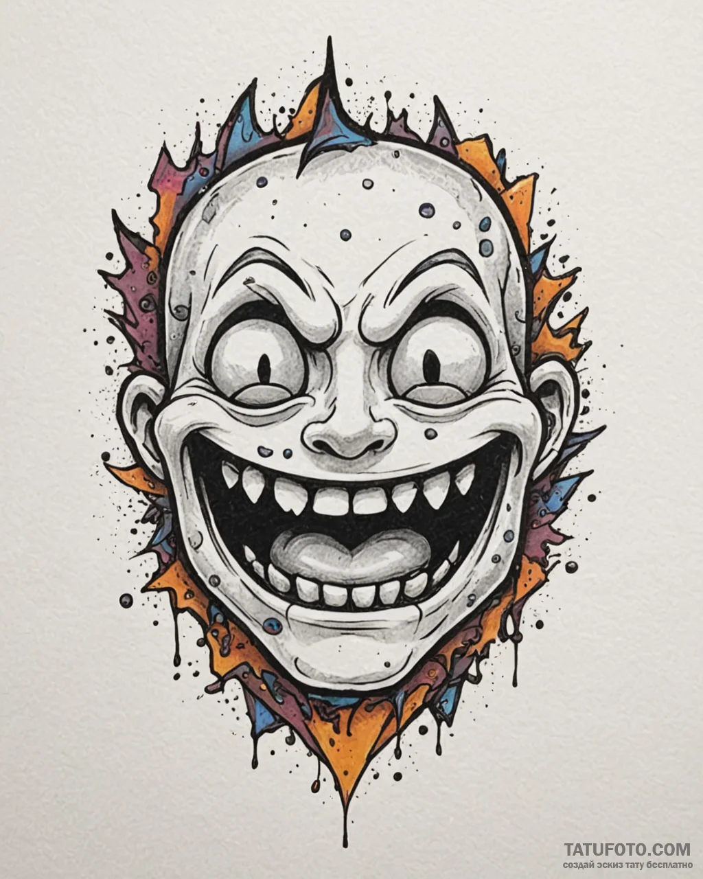 Tat tattoo sketch, jinx’s smile framed by bro... - эскиз тату (№1753391779_0, 24.07.2025 21:16) — Tatufoto.com