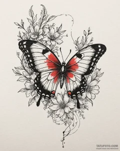 Tat tattoo sketch, colorful butterfly resting... - эскиз тату (№1753392399_0, 24.07.2025 21:26) — Tatufoto.com
