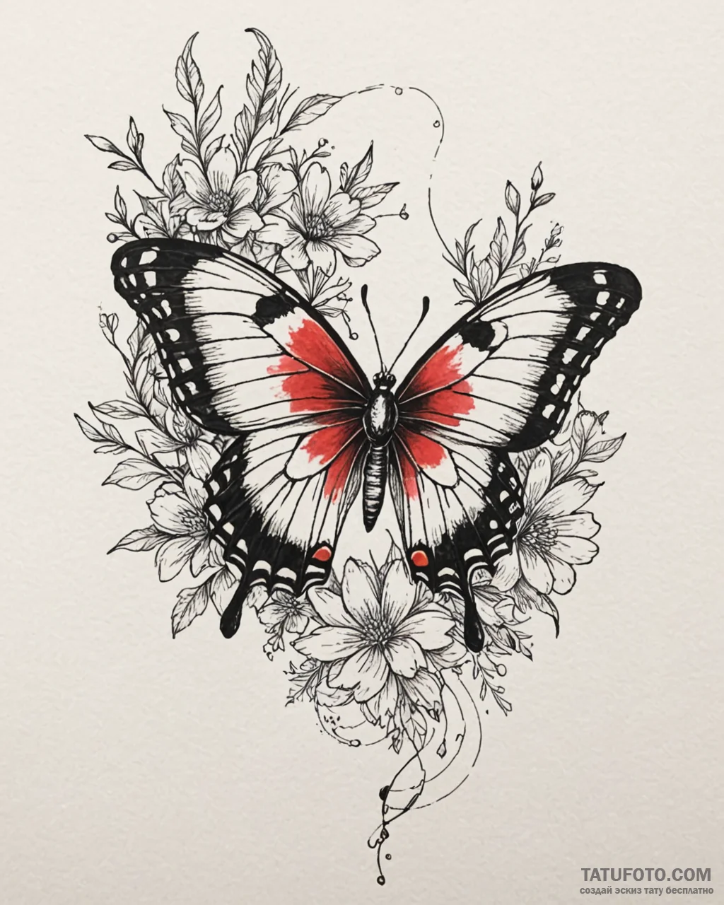 Tat tattoo sketch, colorful butterfly resting... - эскиз тату (№1753392399_0, 24.07.2025 21:26) — Tatufoto.com