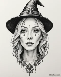 Tattoo sketch, yubaba’s face close-up, detail... - эскиз тату (№1753392813_0, 24.07.2025 21:33) — Tatufoto.com