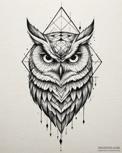 Tattoo sketch, abstract geometric owl with sh... - эскиз тату (№1753394055_0, 24.07.2025 21:54) — Tatufoto.com