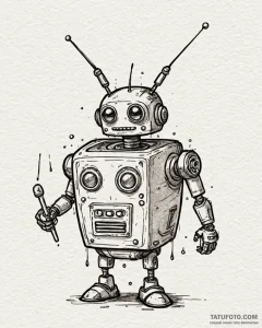 Eskizto, tattoo sketch, fender funny robot wi... - эскиз тату (№1753395294_0, 24.07.2025 22:14) — Tatufoto.com