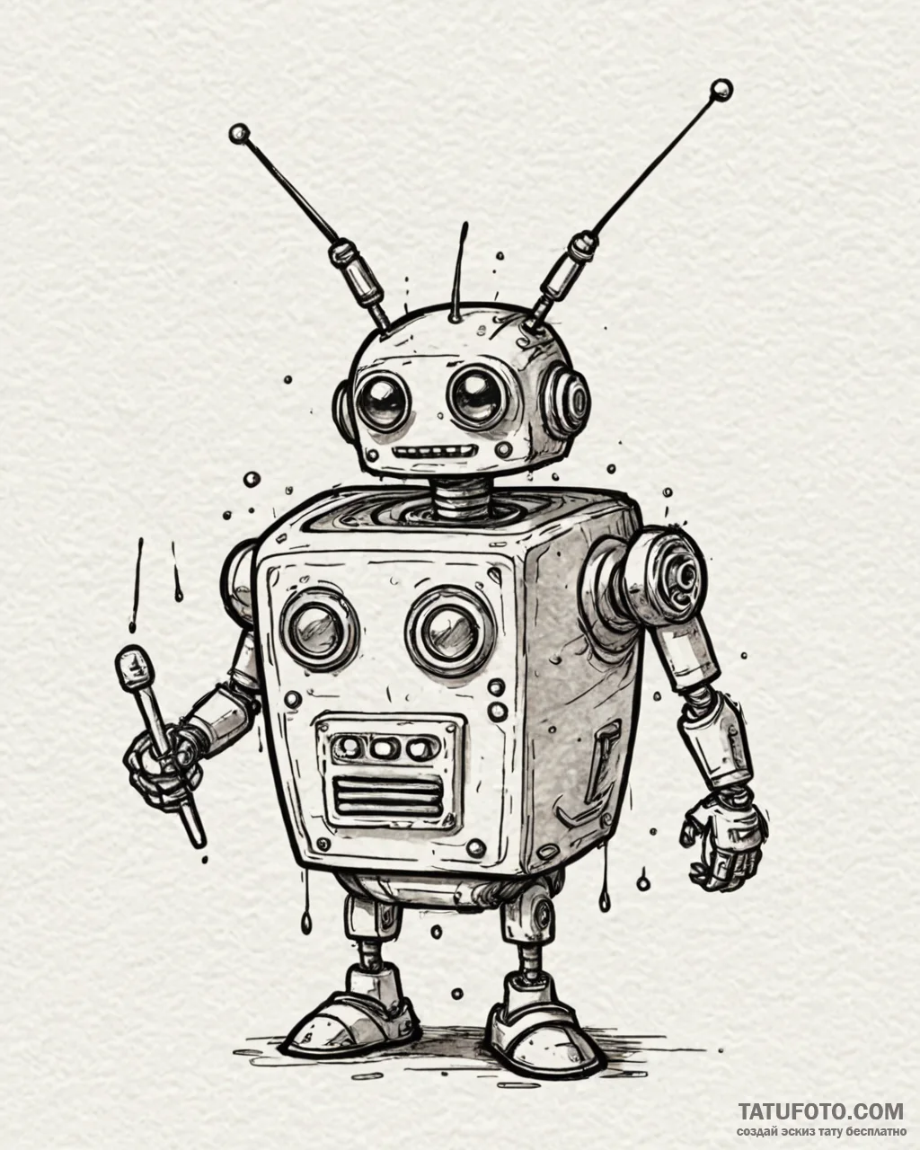 Eskizto, tattoo sketch, fender funny robot wi... - эскиз тату (№1753395294_0, 24.07.2025 22:14) — Tatufoto.com
