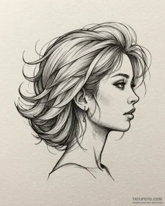 Tattoo sketch, sally carrera elegant side pro... - эскиз тату (№1753396129_0, 24.07.2025 22:28) — Tatufoto.com