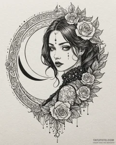 Tat tattoo sketch, goth figure with intricate... - эскиз тату (№1753396745_0, 24.07.2025 22:39) — Tatufoto.com