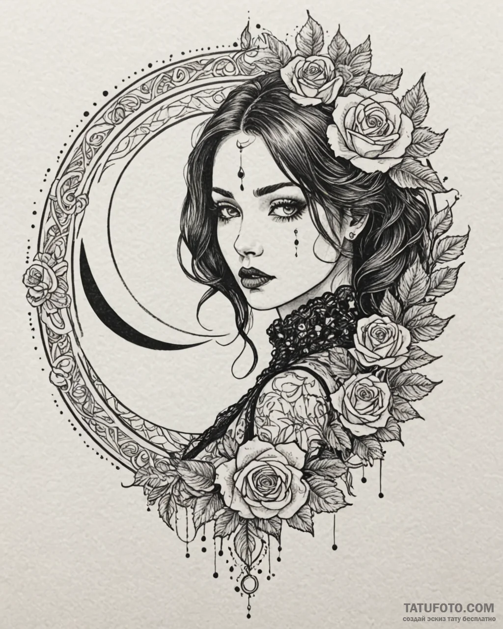 Tat tattoo sketch, goth figure with intricate... - эскиз тату (№1753396745_0, 24.07.2025 22:39) — Tatufoto.com