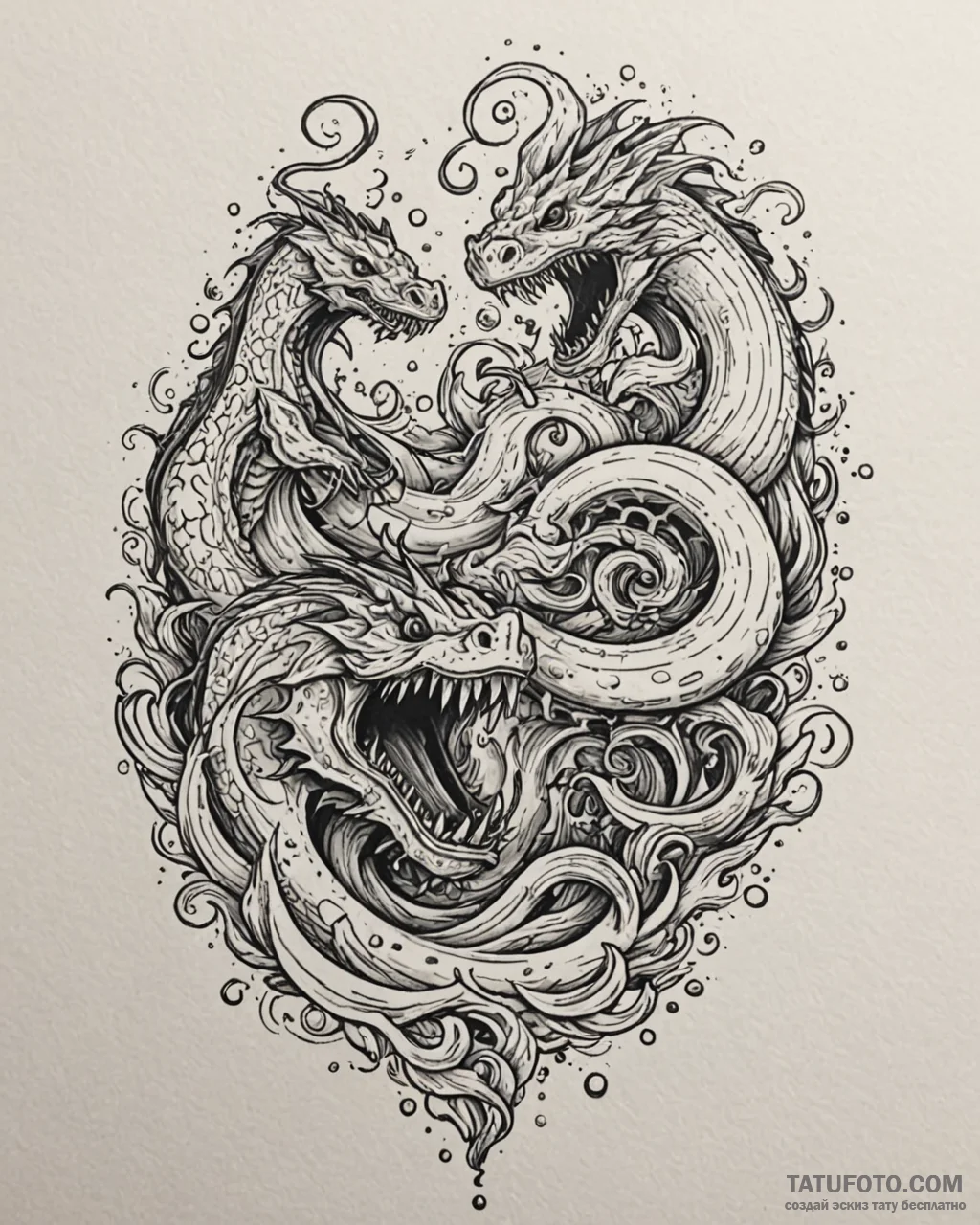 Tattoo sketch, sea monster forms of luca and... - эскиз тату (№1753397774_0, 24.07.2025 22:56) — Tatufoto.com