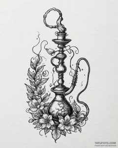 Tat tattoo sketch, hookah with glowing mouthp... - эскиз тату (№1753397980_0, 24.07.2025 22:59) — Tatufoto.com