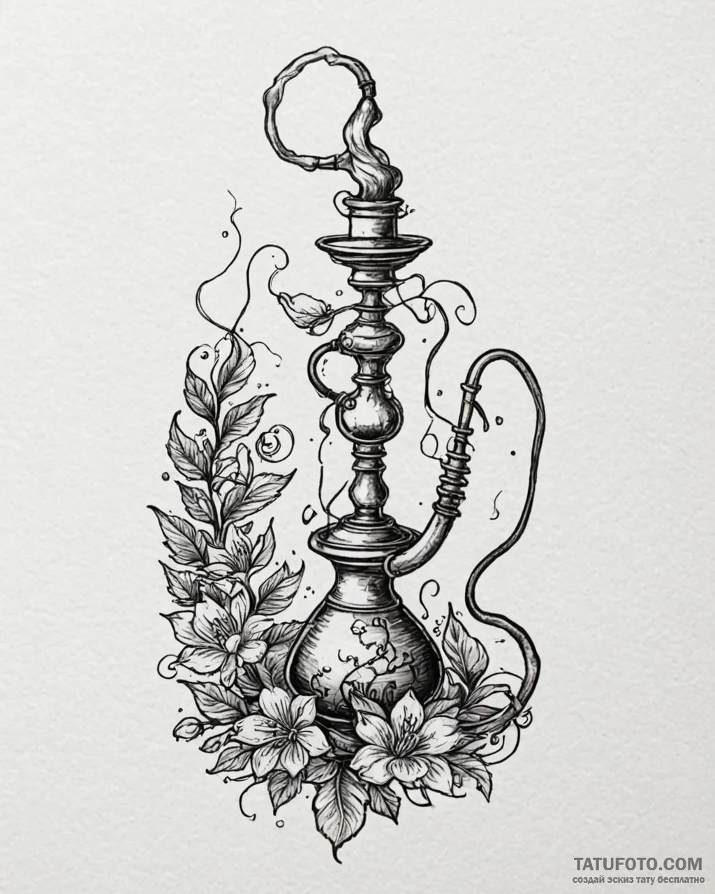 Tat tattoo sketch, hookah with glowing mouthp... - эскиз тату (№1753397980_0, 24.07.2025 22:59) — Tatufoto.com