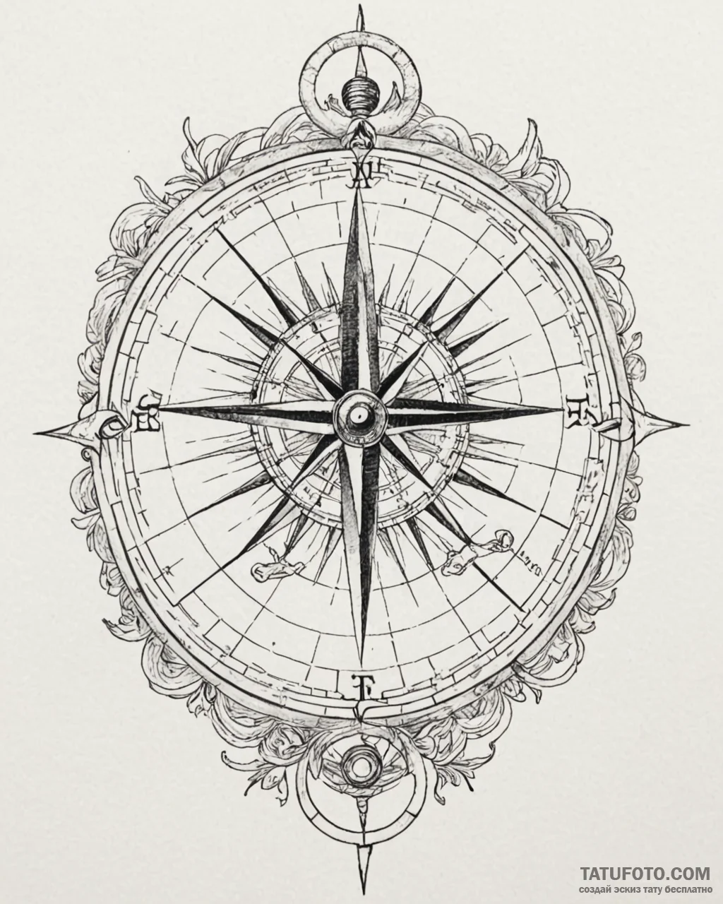 морские карты и компасы - эскиз тату (№1753398388_0, 24.07.2025 23:06) — Tatufoto.com