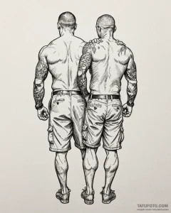 Tattoo sketch, shank and ralph back to back,... - эскиз тату (№1753399209_0, 24.07.2025 23:20) — Tatufoto.com