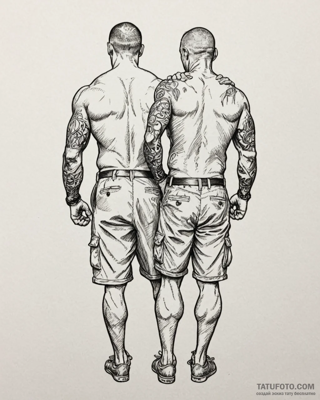 Tattoo sketch, shank and ralph back to back,... - эскиз тату (№1753399209_0, 24.07.2025 23:20) — Tatufoto.com