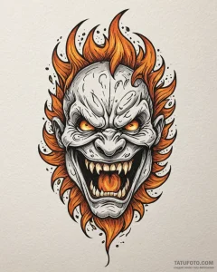 Tat tattoo sketch, fire elemental roaring wit... - эскиз тату (№1753399414_0, 24.07.2025 23:23) — Tatufoto.com