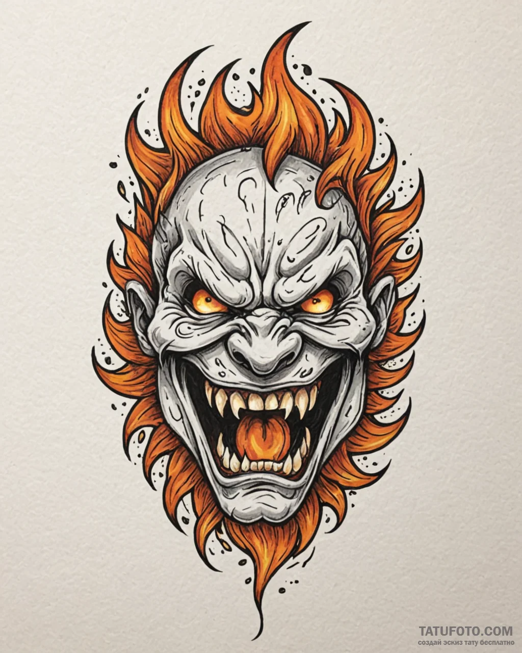 Tat tattoo sketch, fire elemental roaring wit... - эскиз тату (№1753399414_0, 24.07.2025 23:23) — Tatufoto.com