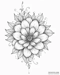 Tat tattoo sketch, whimsical oversized flower... - эскиз тату (№1753399824_0, 24.07.2025 23:30) — Tatufoto.com