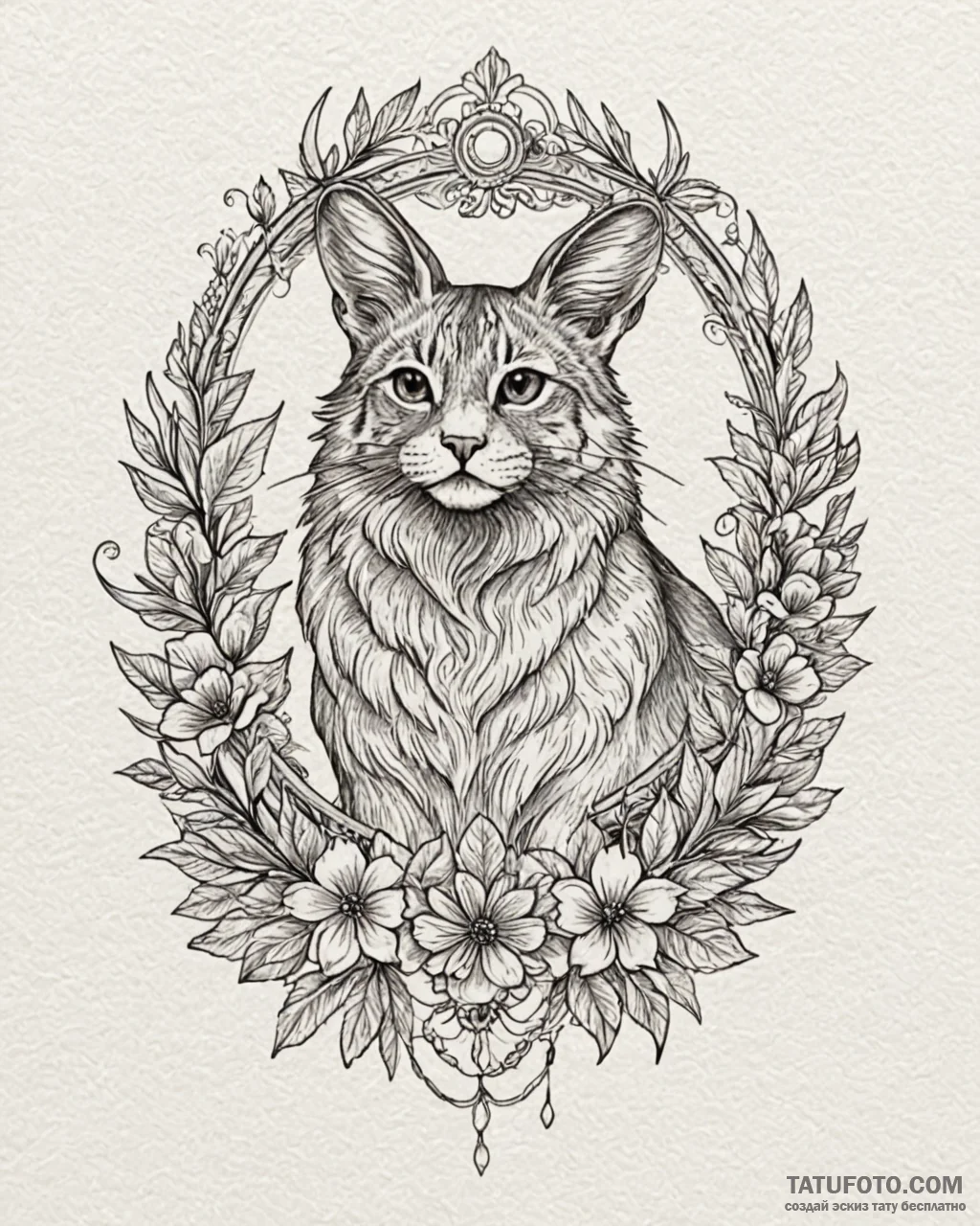 животные с цветочными узорами, tattoo sketch... - эскиз тату (№1753400028_0, 24.07.2025 23:33) — Tatufoto.com