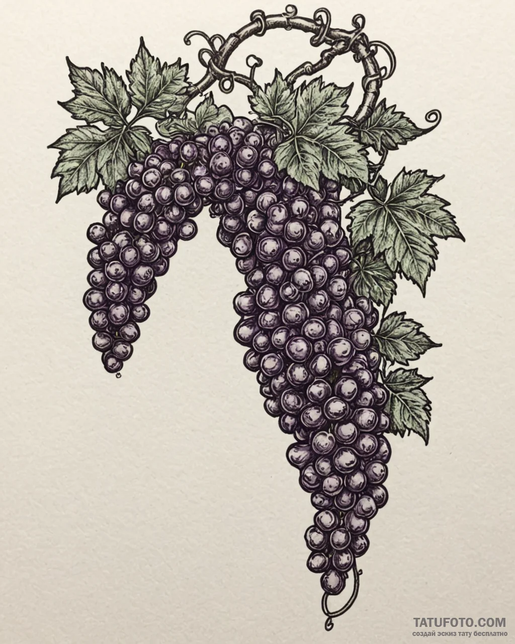 Tat tattoo sketch, grapevine winding around w... - эскиз тату (№1753400643_0, 24.07.2025 23:44) — Tatufoto.com