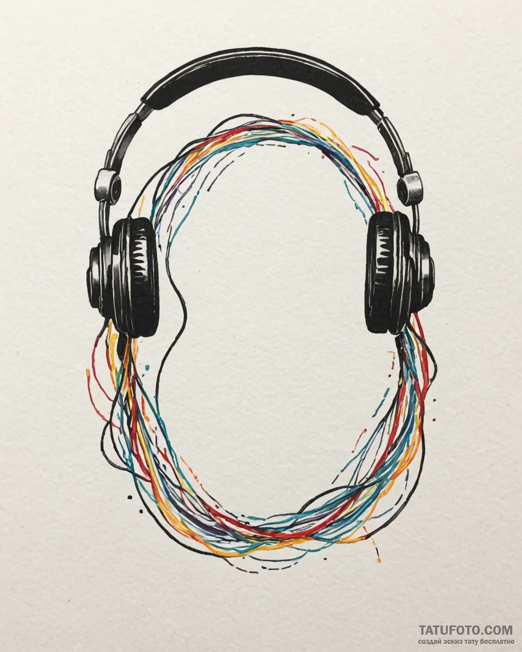 Tat tattoo sketch, dj’s headphones with glowi... - эскиз тату (№1753403522_0, 25.07.2025 00:32) — Tatufoto.com