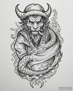 Tattoo sketch, tulio with pirate hat and map,... - эскиз тату (№1753403727_0, 25.07.2025 00:35) — Tatufoto.com