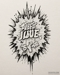 Tat tattoo sketch, comic book fan with dynami... - эскиз тату (№1753404146_0, 25.07.2025 00:42) — Tatufoto.com