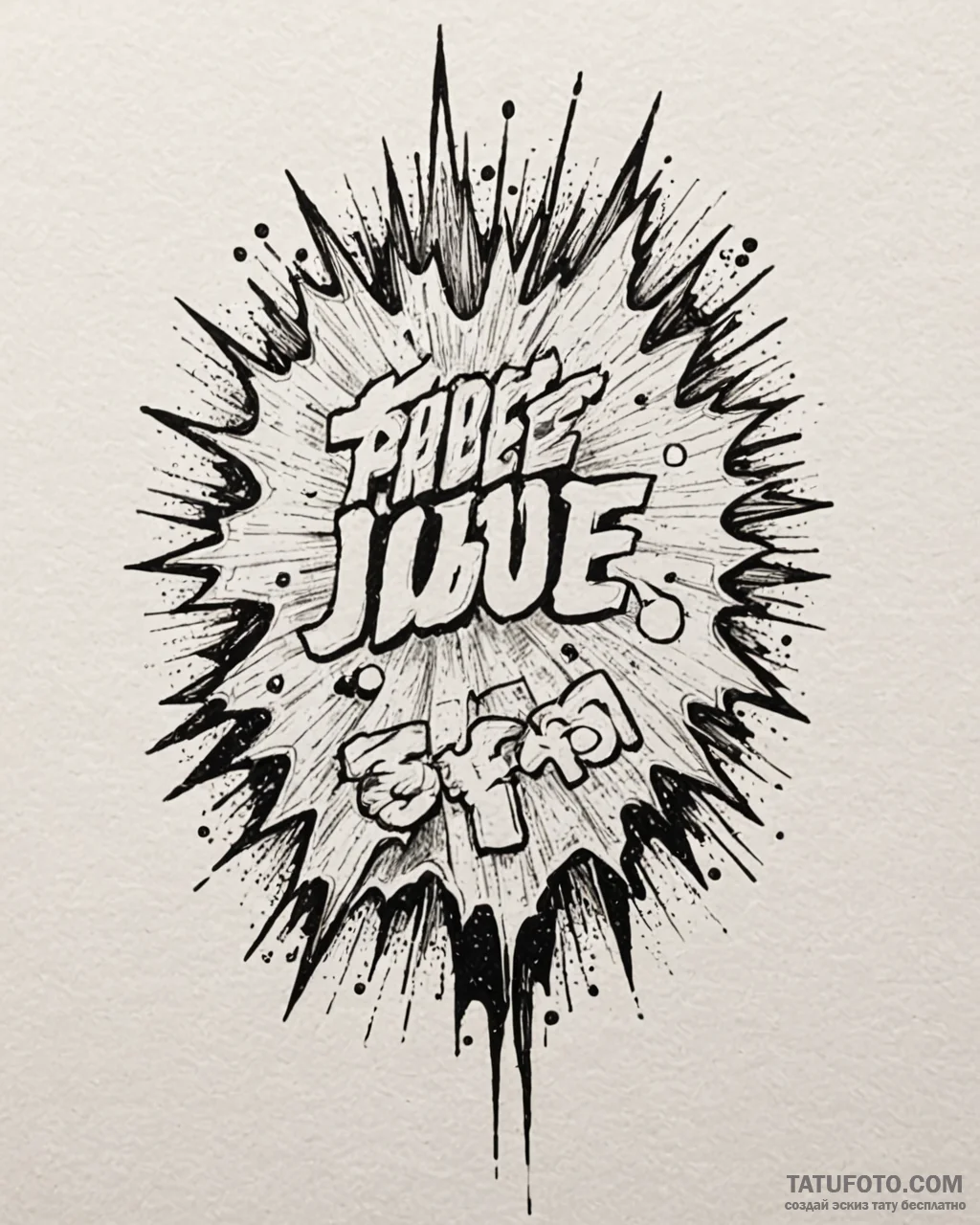 Tat tattoo sketch, comic book fan with dynami... - эскиз тату (№1753404146_0, 25.07.2025 00:42) — Tatufoto.com