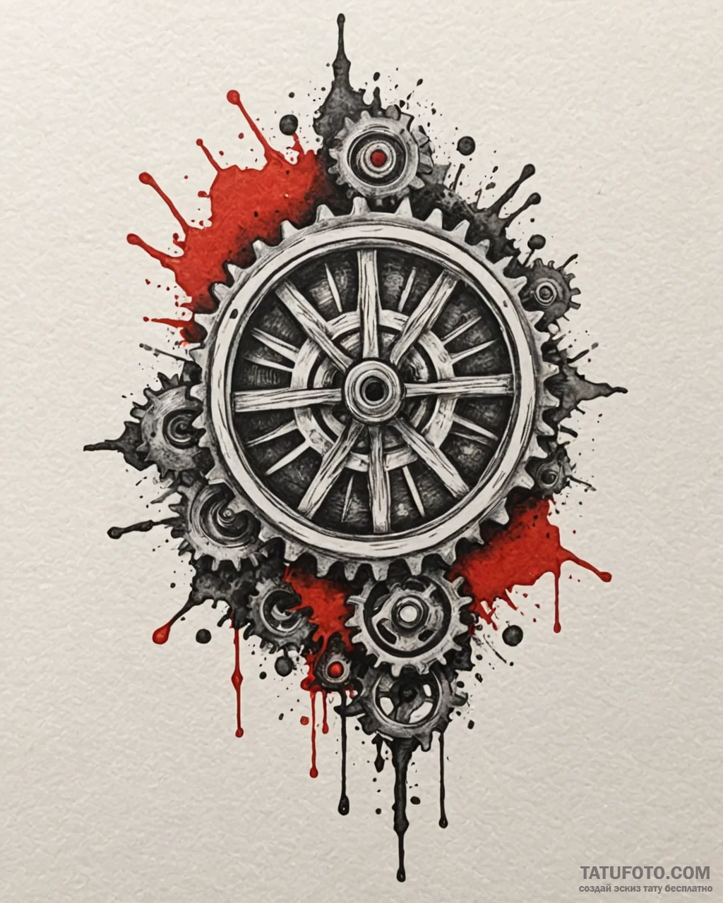 Eskizto, tattoo sketch, bigweld logo with gea... - эскиз тату (№1753405375_0, 25.07.2025 01:02) — Tatufoto.com
