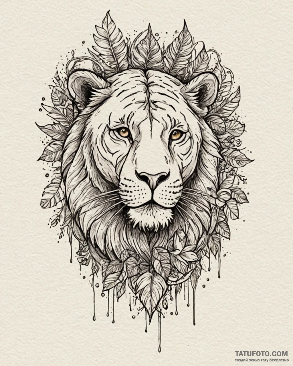 Tat tattoo sketch, animals of the jungle in a... - эскиз тату (№1753407016_0, 25.07.2025 01:30) — Tatufoto.com