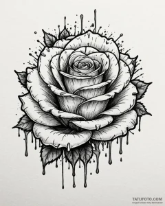 Tat tattoo sketch, graffiti-style rose with d... - эскиз тату (№1753407835_0, 25.07.2025 01:43) — Tatufoto.com