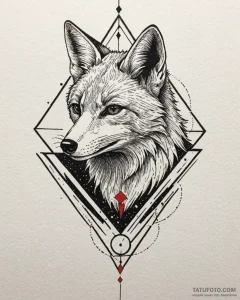 Tattoo sketch, slender fox face with geometri... - эскиз тату (№1753408856_0, 25.07.2025 02:00) — Tatufoto.com