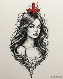 Tat tattoo sketch, water elemental with flowi... - эскиз тату (№1753409061_0, 25.07.2025 02:04) — Tatufoto.com