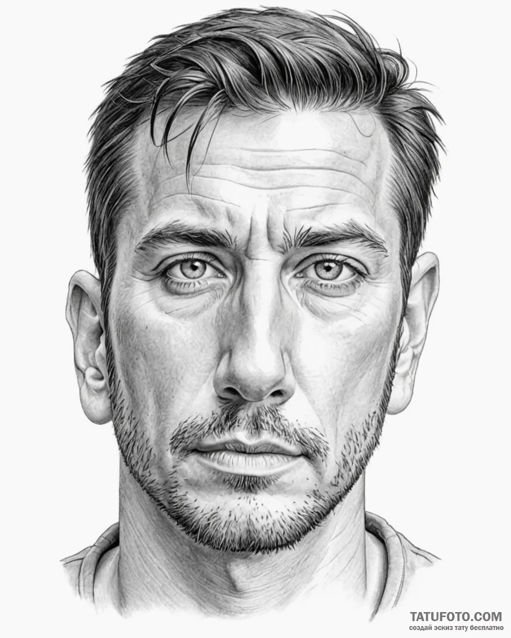 Tattoo sketch, jim’s face with determined eye... - эскиз тату (№1753411519_0, 25.07.2025 02:45) — Tatufoto.com