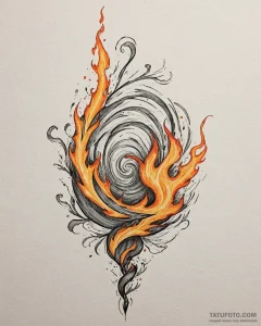 Tat tattoo sketch, fiery smoke twirling upwar... - эскиз тату (№1753412546_0, 25.07.2025 03:02) — Tatufoto.com