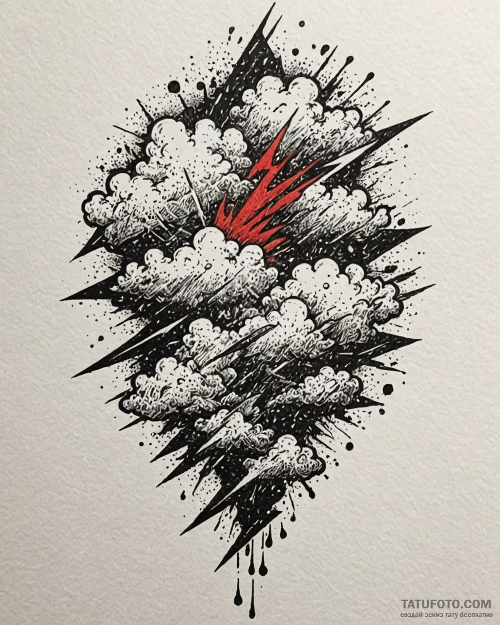 Tat tattoo sketch, storm clouds swirling with... - эскиз тату (№1753412751_0, 25.07.2025 03:05) — Tatufoto.com