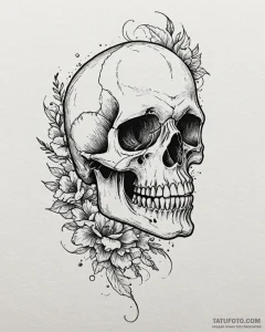 Tat tattoo sketch, skull with strong handwrit... - эскиз тату (№1753413159_0, 25.07.2025 03:12) — Tatufoto.com