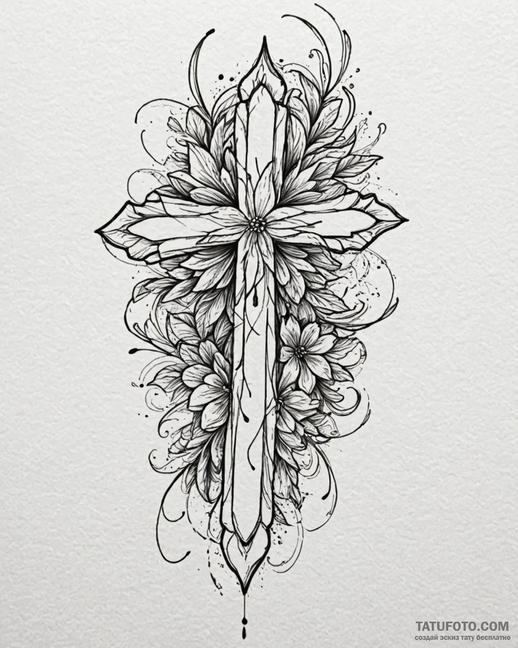 Tat tattoo sketch, abstract black ink splash... - эскиз тату (№1753413364_0, 25.07.2025 03:16) — Tatufoto.com