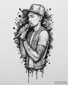 Tat tattoo sketch, rapper’s microphone with g... - эскиз тату (№1753413978_0, 25.07.2025 03:26) — Tatufoto.com