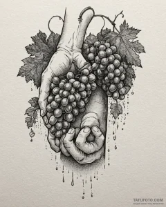 Tat tattoo sketch, winemaker’s hands holding... - эскиз тату (№1753415412_0, 25.07.2025 03:50) — Tatufoto.com