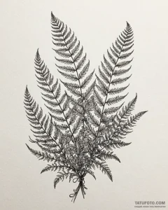 Tat tattoo sketch, curling fern fronds with d... - эскиз тату (№1753416846_0, 25.07.2025 04:14) — Tatufoto.com