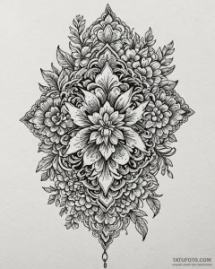 Tattoo sketch, paprika surrounded by neon flo... - эскиз тату (№1753420737_0, 25.07.2025 05:18) — Tatufoto.com