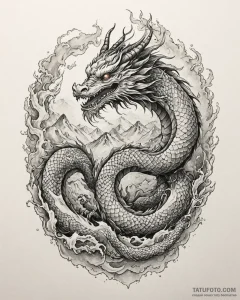 Tattoo sketch, japanese dragon winding throug... - эскиз тату (№1753421146_0, 25.07.2025 05:25) — Tatufoto.com
