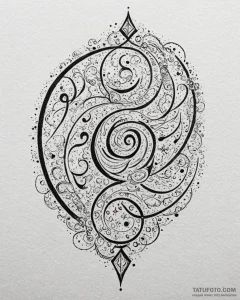 Tat tattoo sketch, swirling magical glyphs an... - эскиз тату (№1753421350_0, 25.07.2025 05:29) — Tatufoto.com